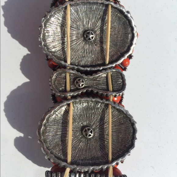 Vintage Very Rare Ox Blood Coral Silver Bracelet - Picture 6 of 8